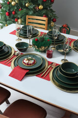 Green/Gold Nordic Dinnerware Set 24 pcs - Chaplin Home
