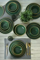 Green/Gold Nordic Dinnerware Set 24 pcs - Chaplin Home