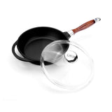Sartén de hierro fundido con tapa de cristal - 24 cm