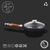 Patelnia żeliwna ze szklaną pokrywką - 28 cm