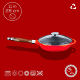 Sartén de hierro fundido con tapa de cristal - 28 cm