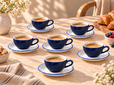 Lavis Blue Xícara de café com pires - 250cc - conjunto de 6