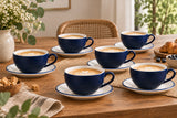Lavis Blue Kaffeetasse mit Untertasse – 350 ml – 6er-Set