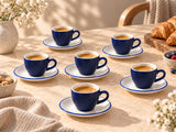 Lavis Blue Zestaw 6 filiżanek do espresso (80 cm3) i spodków