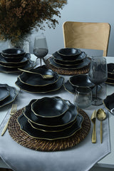 Mattschwarz/Gold Romeo Geschirrset 24 Stück - Chaplin Home