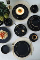 Mat Black/Gold Stackable Dinnerware Set 20 pcs - Chaplin Home