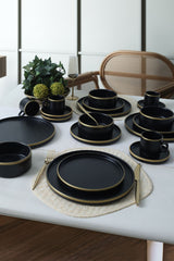 Mat Black/Gold Stackable Dinnerware Set 20 pcs - Chaplin Home