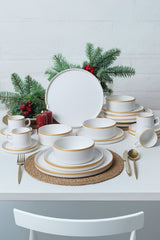 Mattweiß/Gold, stapelbar Geschirrset 20 Stück - Chaplin Home