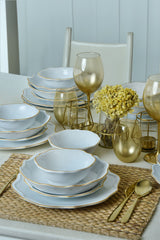 Juego de Vajilla Romeo Blanco/Dorado 24 piezas - Chaplin Home